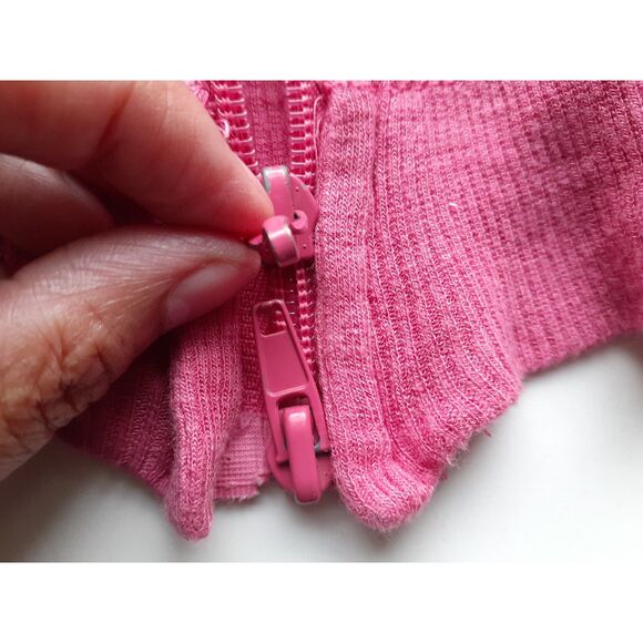 Y2K Guess Jeans Authentic FullZip Cinched Velour Preppy Girl Pink Hoodie Small - Picture 9 of 12